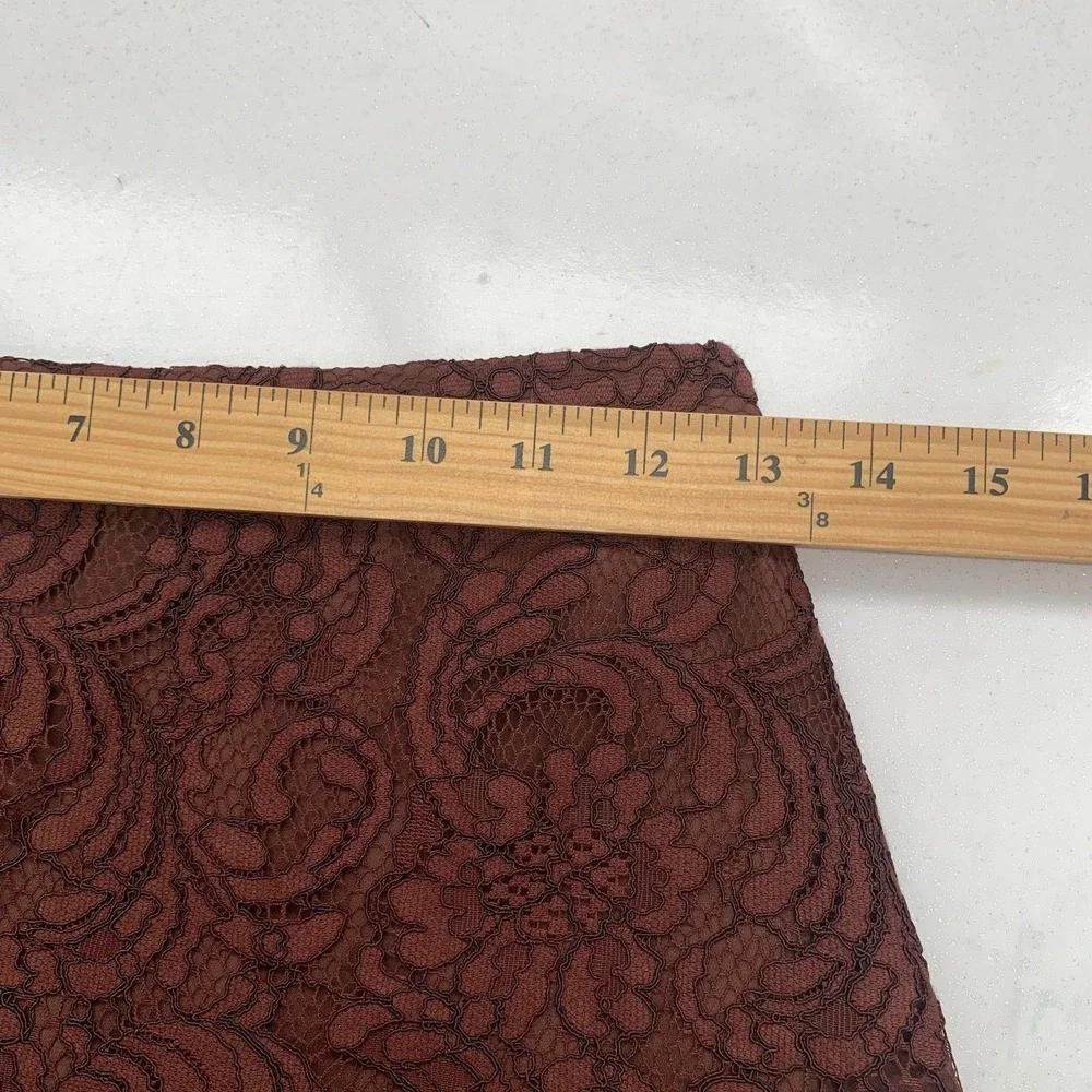 Wilfred Brown Lace Mini Skirt Lined Scallop Fringe Hem Sz 4 Floral Design Event‎
